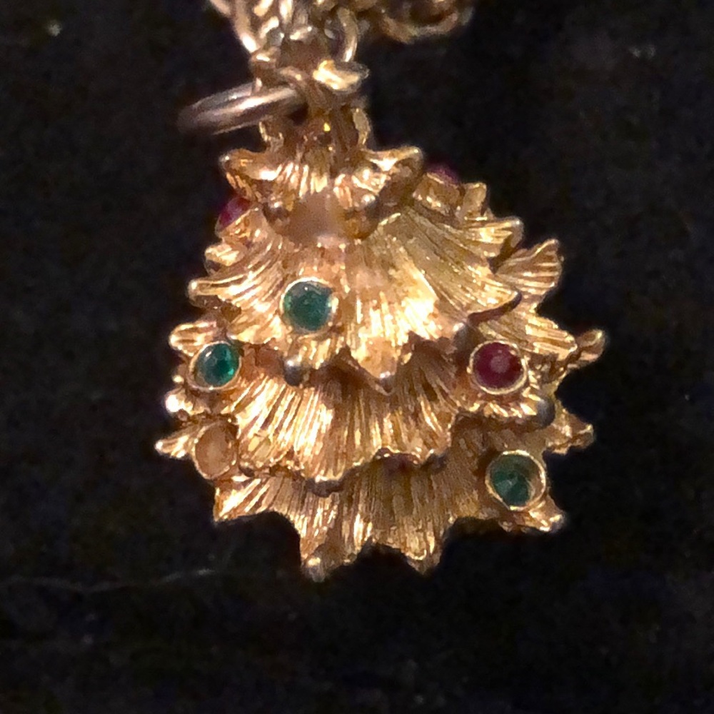 Christmas Tree Charm Bracelet SZ 7.25